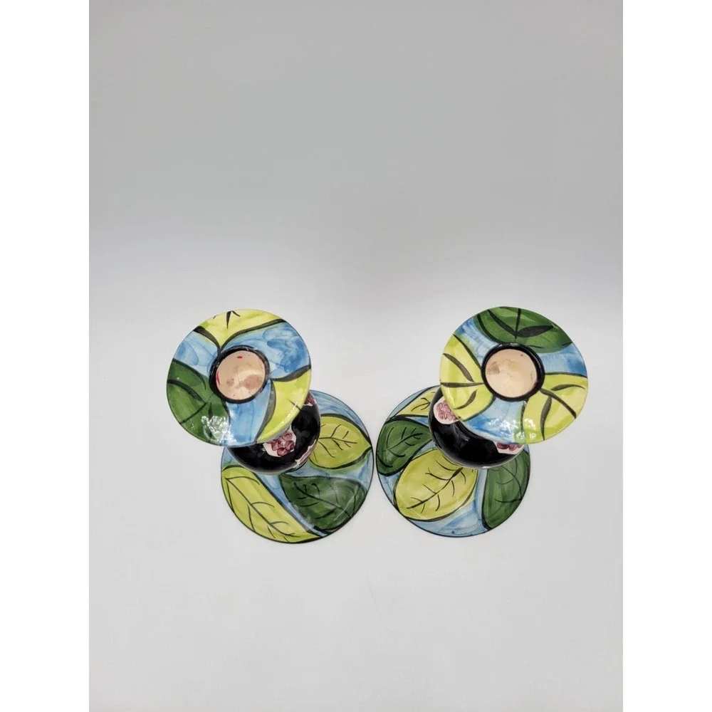 2 Favanol Portugal Handpainted‎ Candlesticks Candle Holders Taste Of California